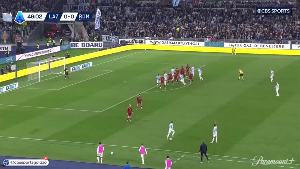 蓝鹰率先打破僵局！罗马尼奥利接定位球头球破门！